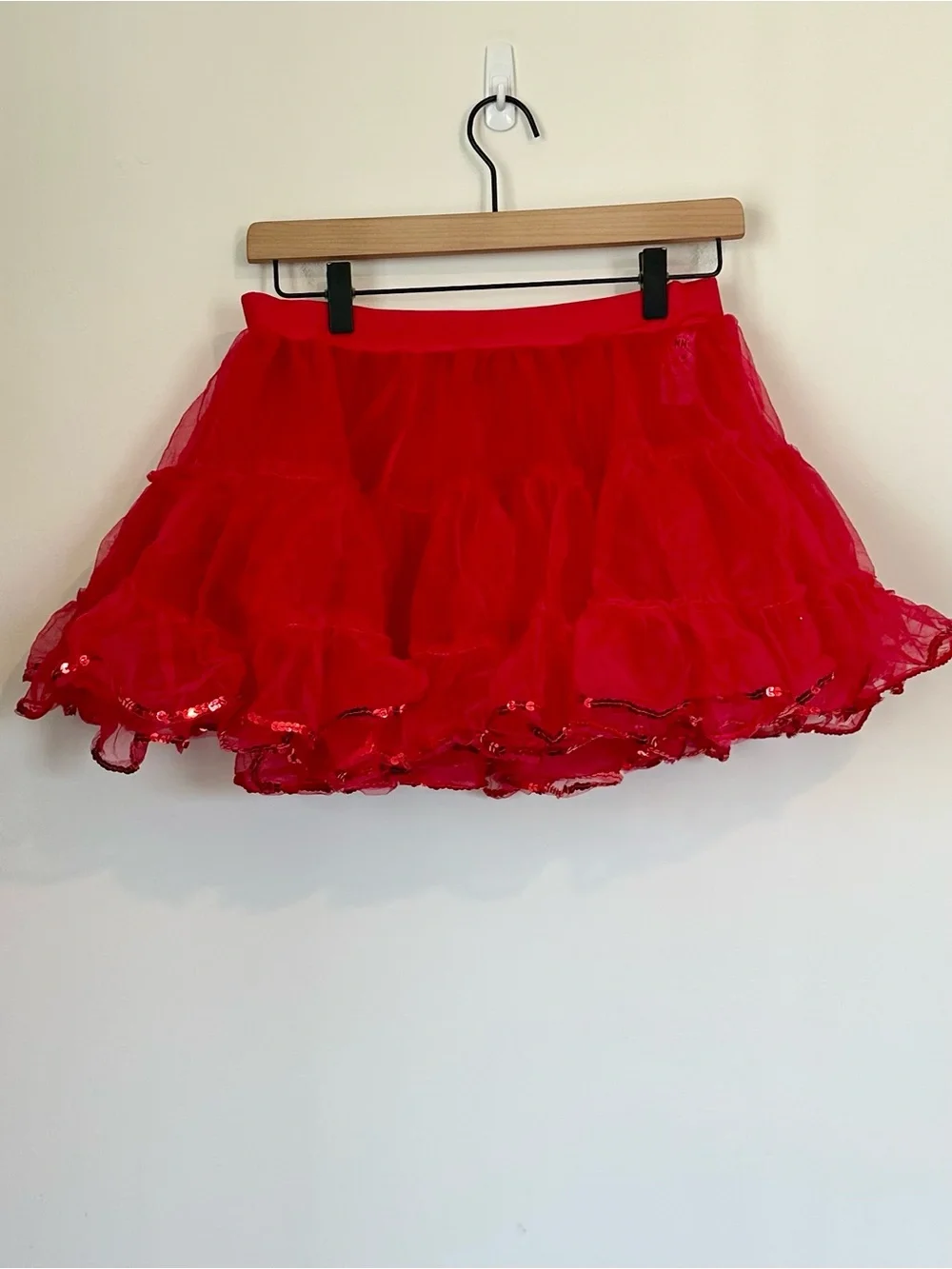 Weissman Red Tulle Dance Sequin Trim Tutu Skirt - Size: XLC